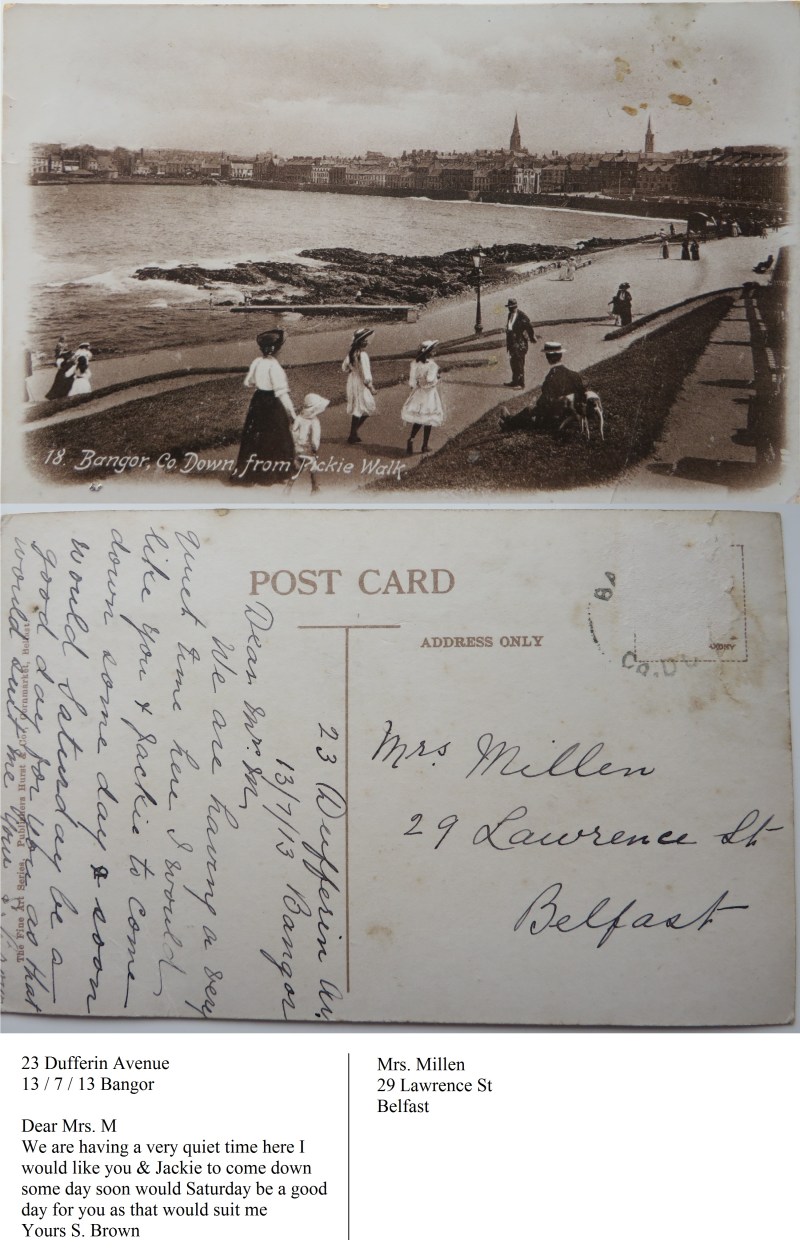 bangor county down old postcard